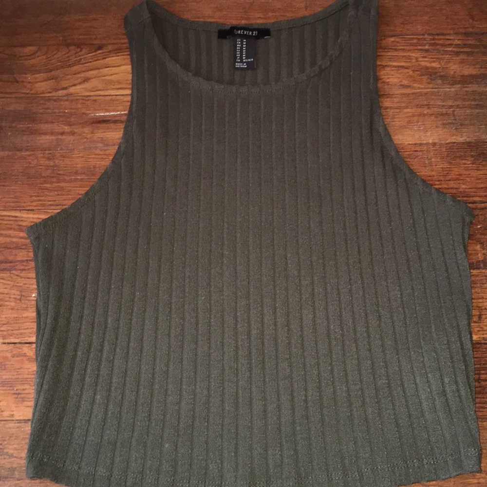 Army Green Muscle Tank Crop Top
